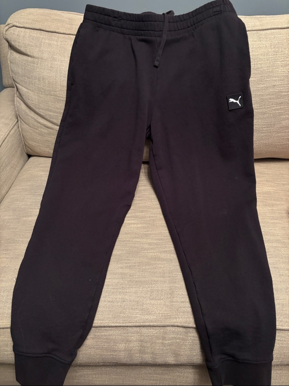 Puma Black Womens Jogger Sweatpants with Logo Patch New